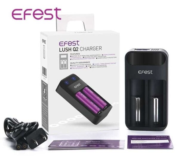Carregador de Bateria - Efest - 2 Baterias - Lush Q2