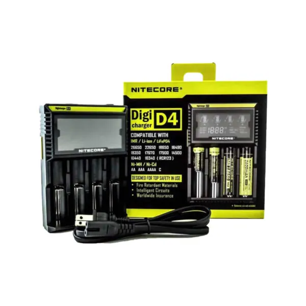 Carregador de Bateria Vape Cigarro Eletrônico - Nitecore - 4 Baterias - D4 EU